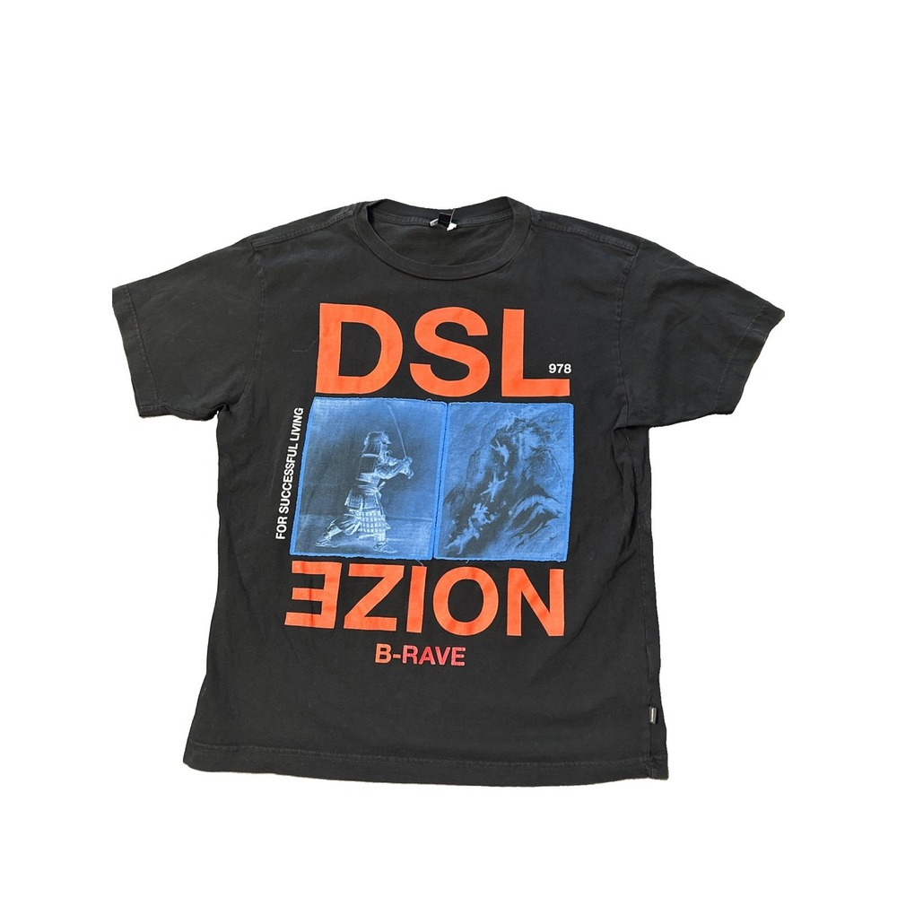 Diesel Industry T-Wallace XC Men Black  Graphic Short Sleeve T-Shirt Sz Medium